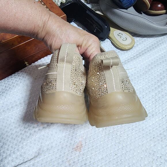 STEVE MADDEN EUC WOMENS SZ 5M. MAXIMA BLUSH MULTI SPARKLY SNEAKER SHOES - Picture 9 of 10